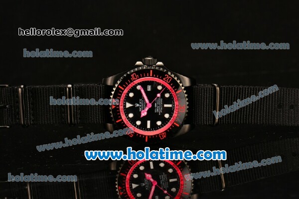 Rolex Sea-Dweller Deepsea Asia 2813 Automatic PVD Case with Black Nylon Strap and Hot Pink Diver Index - Click Image to Close